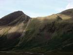The steep scree run at Dore Head. A quick descent route for later.