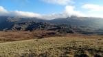 Spine of crags leading up left towards Esk Pike.